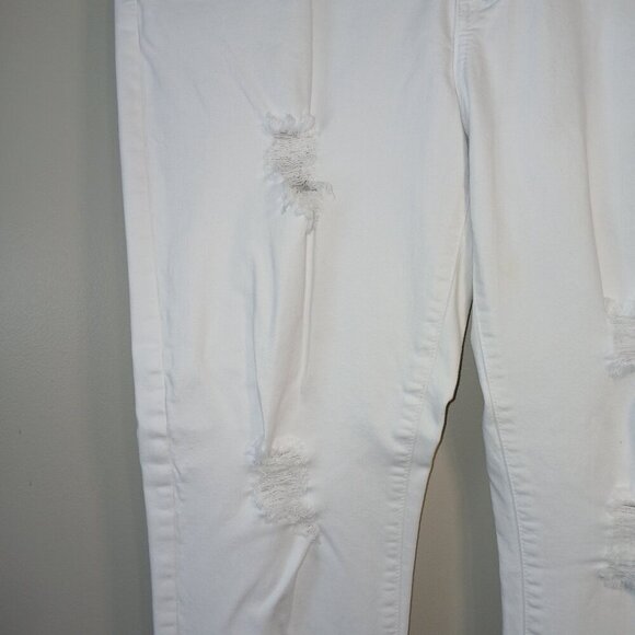 JUST BLACK BRAND DISTRESSED WHITE DENIM JEANS,  SIZE 32 PETITE - Picture 5 of 7